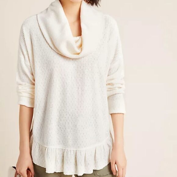 Maeve Addie Ruffled Hacci Pullover cream size xs - Picture 1 of 9